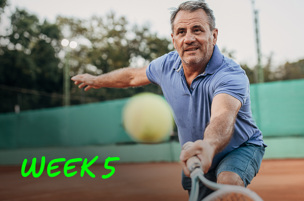 A man is playing tennis