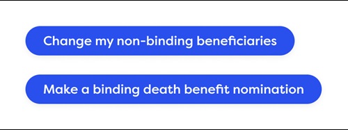 Beneficiary buttons in Member Online