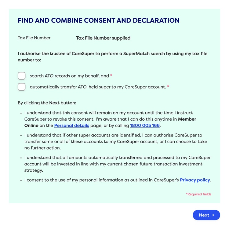 Find Combine Consent and Declaration Member Online
